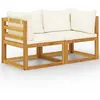 vidaXL Banc de jardin à 2 places avec coussins blanc crème