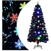 vidaXL Sapin de Noël et flocons de neige LED Noir 150 cm Fibre optique