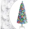vidaXL Arbre de Noël artificiel pré-éclairé blanc 210 cm fibre optique