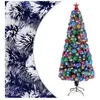 vidaXL Arbre de Noël artificiel pré-éclairé blanc/bleu fibre optique