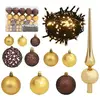 vidaXL Set de boules de Noël avec pic et 150 LED 61 pcs Doré et bronze