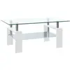 vidaXL Table basse Blanc et transparent 95x55x40 cm Verre trempé