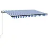 vidaXL Auvent automatique capteur de vent/LED 400x350 cm Bleu et blanc