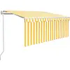 vidaXL Auvent rétractable automatique avec store 3,5x2,5 m Jaune blanc