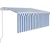 vidaXL Auvent rétractable automatique avec store 3,5x2,5 m Bleu blanc