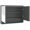 vidaXL Armoire à miroir de salle de bain 80x15x60 cm MDF Gris