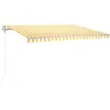 vidaXL Auvent automatique capteur de vent LED 450x350cm Jaune et blanc