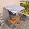 vidaXL Auvent rétractable automatique 450x350 cm Bleu et blanc