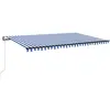vidaXL Auvent automatique capteur de vent/LED 500x300 cm Bleu et blanc