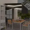 vidaXL Auvent manuel rétractable avec store et LED 4,5x3 m Anthracite