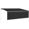 vidaXL Auvent manuel rétractable et store et LED 4x3 m Anthracite