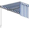 vidaXL Auvent manuel rétractable avec store 3x2,5 m Bleu et blanc