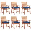 vidaXL Chaises à dîner d'extérieur 6 pcs avec coussins Acacia massif