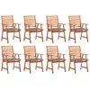 vidaXL Chaises à dîner d'extérieur 8 pcs avec coussins Acacia massif