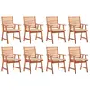 vidaXL Chaises à dîner d'extérieur 8 pcs avec coussins Acacia massif