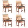 vidaXL Chaises à dîner d'extérieur 4 pcs avec coussins Acacia massif