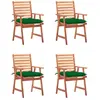 vidaXL Chaises à dîner d'extérieur 4 pcs avec coussins Acacia massif