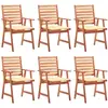 vidaXL Chaises à dîner d'extérieur 6 pcs avec coussins Acacia massif