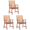 vidaXL Chaises à dîner d'extérieur 4 pcs avec coussins Acacia massif