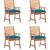 vidaXL Chaises à dîner d'extérieur 4 pcs avec coussins Acacia massif