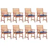 vidaXL Chaises à dîner d'extérieur 8 pcs avec coussins Acacia massif