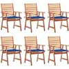 vidaXL Chaises à dîner d'extérieur 6 pcs avec coussins Acacia massif