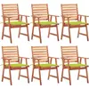 vidaXL Chaises à dîner d'extérieur 6 pcs avec coussins Acacia massif