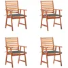 vidaXL Chaises à dîner d'extérieur 4 pcs avec coussins Acacia massif