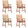 vidaXL Chaises à dîner d'extérieur 4 pcs avec coussins Acacia massif