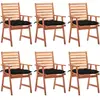 vidaXL Chaises à dîner d'extérieur 6 pcs avec coussins Acacia massif