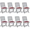 vidaXL Chaises pliables d'extérieur 8 pcs avec coussins Bois d'acacia