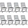 vidaXL Chaises pliables d'extérieur 8 pcs avec coussins Bois d'acacia