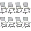 vidaXL Chaises pliables d'extérieur 8 pcs avec coussins Bois d'acacia