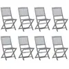 vidaXL Chaises pliables d'extérieur 8 pcs avec coussins Bois d'acacia