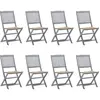 vidaXL Chaises pliables d'extérieur 8 pcs avec coussins Bois d'acacia