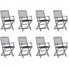 vidaXL Chaises pliables d'extérieur 8 pcs avec coussins Bois d'acacia