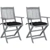vidaXL Chaises pliables d'extérieur 8 pcs avec coussins Bois d'acacia