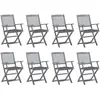 vidaXL Chaises pliables d'extérieur 8 pcs avec coussins Bois d'acacia