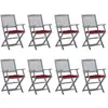 vidaXL Chaises pliables d'extérieur 8 pcs avec coussins Bois d'acacia