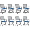 vidaXL Chaises pliables d'extérieur 8 pcs avec coussins Bois d'acacia
