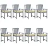 vidaXL Chaises de jardin avec coussins 8 pcs Bois d'acacia solide Gris