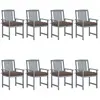 vidaXL Chaises de jardin avec coussins 8 pcs Bois d'acacia solide Gris