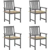 vidaXL Chaises de jardin avec coussins 8 pcs Bois d'acacia solide Gris