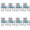 vidaXL Chaises de jardin avec coussins 8 pcs Bois d'acacia solide Gris