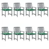 vidaXL Chaises de jardin et coussins lot de 8 Bois acacia solide Gris