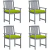 vidaXL Chaises de jardin avec coussins 8 pcs Bois d'acacia solide Gris