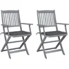 vidaXL Chaises pliables d'extérieur 8 pcs avec coussins Bois d'acacia