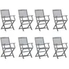 vidaXL Chaises pliables d'extérieur 8 pcs avec coussins Bois d'acacia
