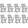 vidaXL Chaises pliables d'extérieur 8 pcs avec coussins Bois d'acacia