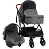 vidaXL Poussette pour bébé 3-en-1 Gris clair et noir Acier